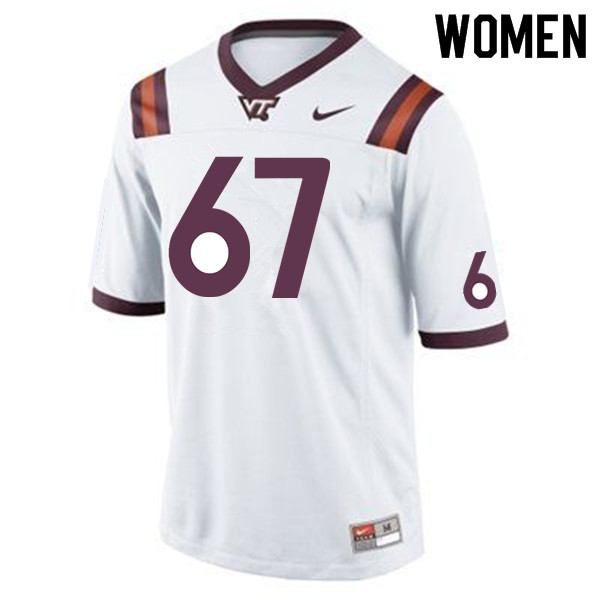 Women #67 Gideon Driscoll Virginia Tech Hokies College Football Jerseys Sale-White